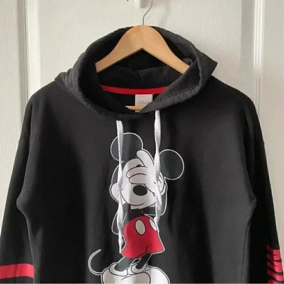 Disney Mickey Mouse Hoodie Sweatshirt Fleece Pullover Black Red Size Medium - Picture 5 of 14